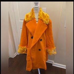 Free People Vibrant Orange Pea Coat